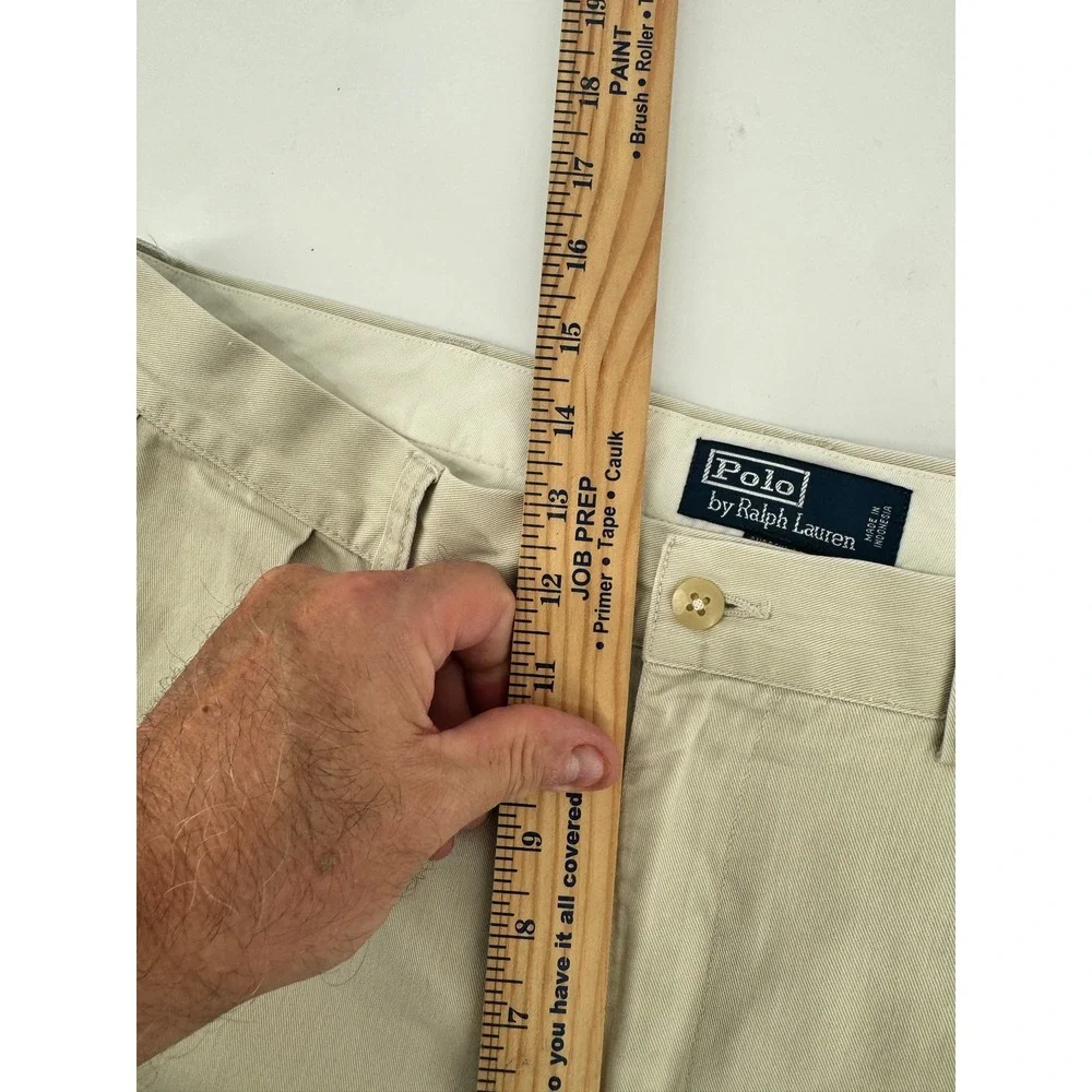 Polo Ralph Lauren Andrew Pant Mens 38x32 Double Pleated Khaki Tan Chino Trousers